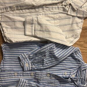 Zara Kids Blue and White Striped Button Down Shirts